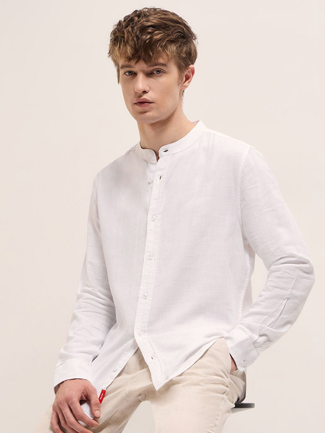

THE BEAR HOUSE Men Slim Fit Opaque Casual Shirt, White
