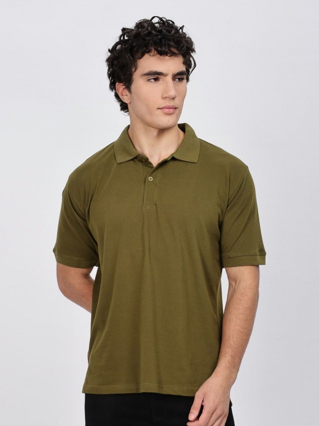 

TBS- THE BARGAIN STREET Men Bio Finish Solid Polo Collar Cotton T-shirt, Olive