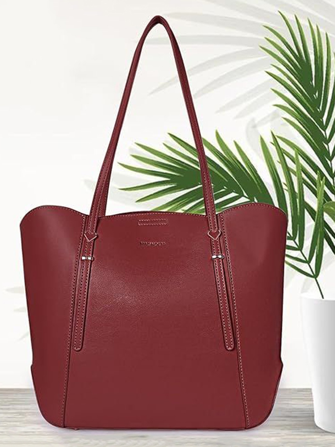 

MAGNOLIA Women Solid Structured Shoulder Bag, Maroon