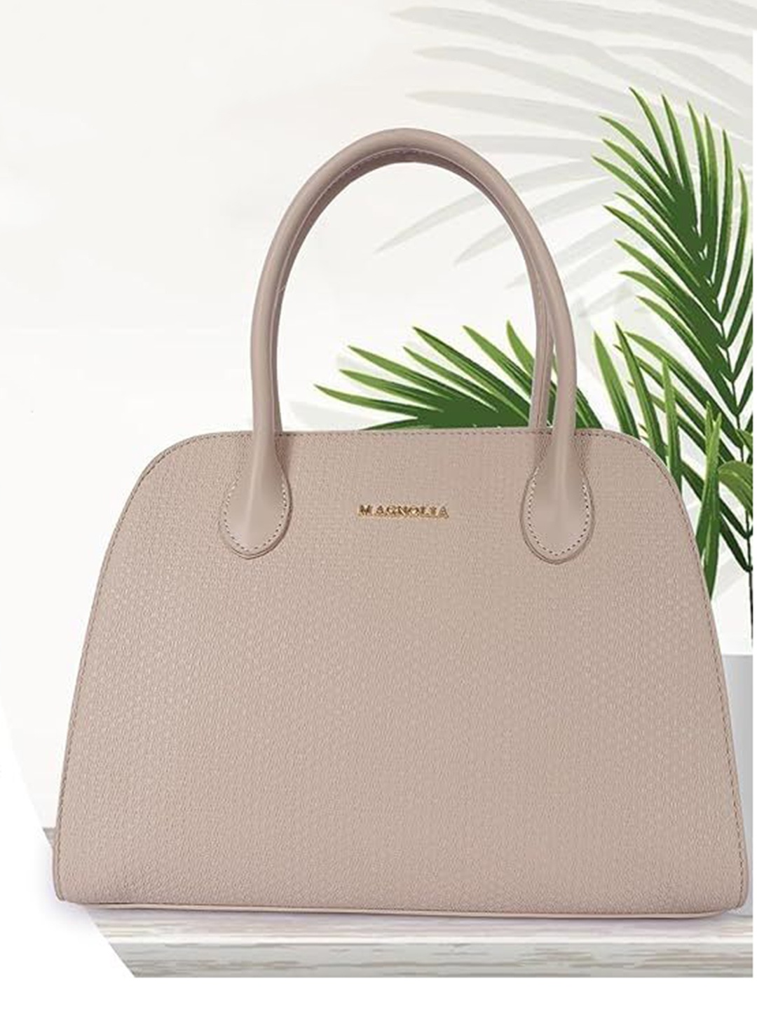 

MAGNOLIA Women Textured Structured Handheld Bag, Beige