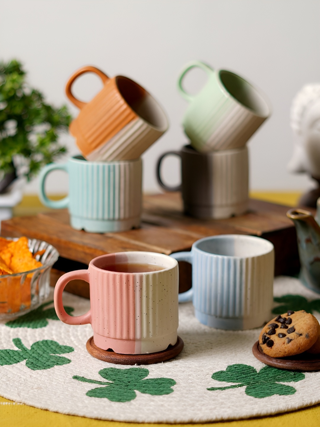 

CDI White & Grey Textured Ceramic Matte Cups Set of Cups and Mugs