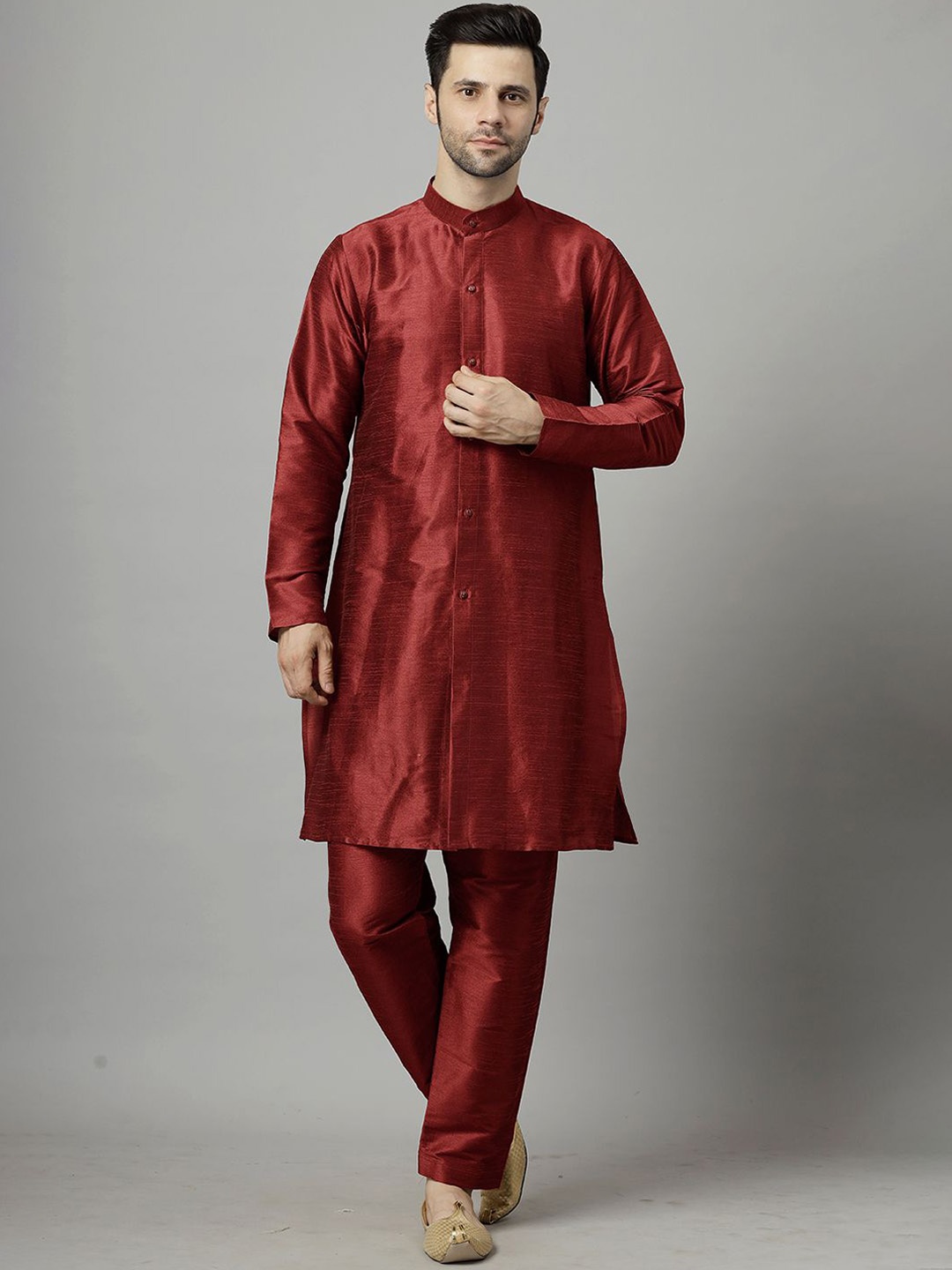 Utsav Fashion Men Regular Kurta with Pyjamas, Maroon