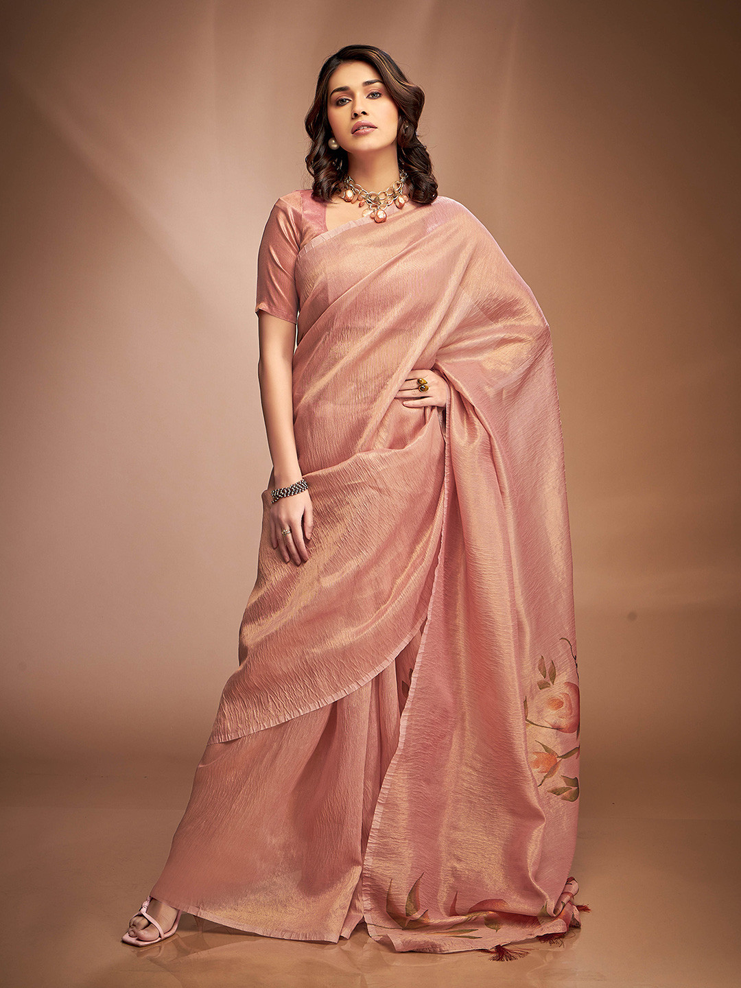 

DEVATITHI Tissue Saree, Peach