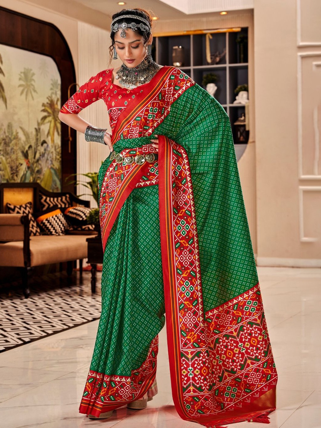 

DEVATITHI Pure Silk Tussar Saree, Green