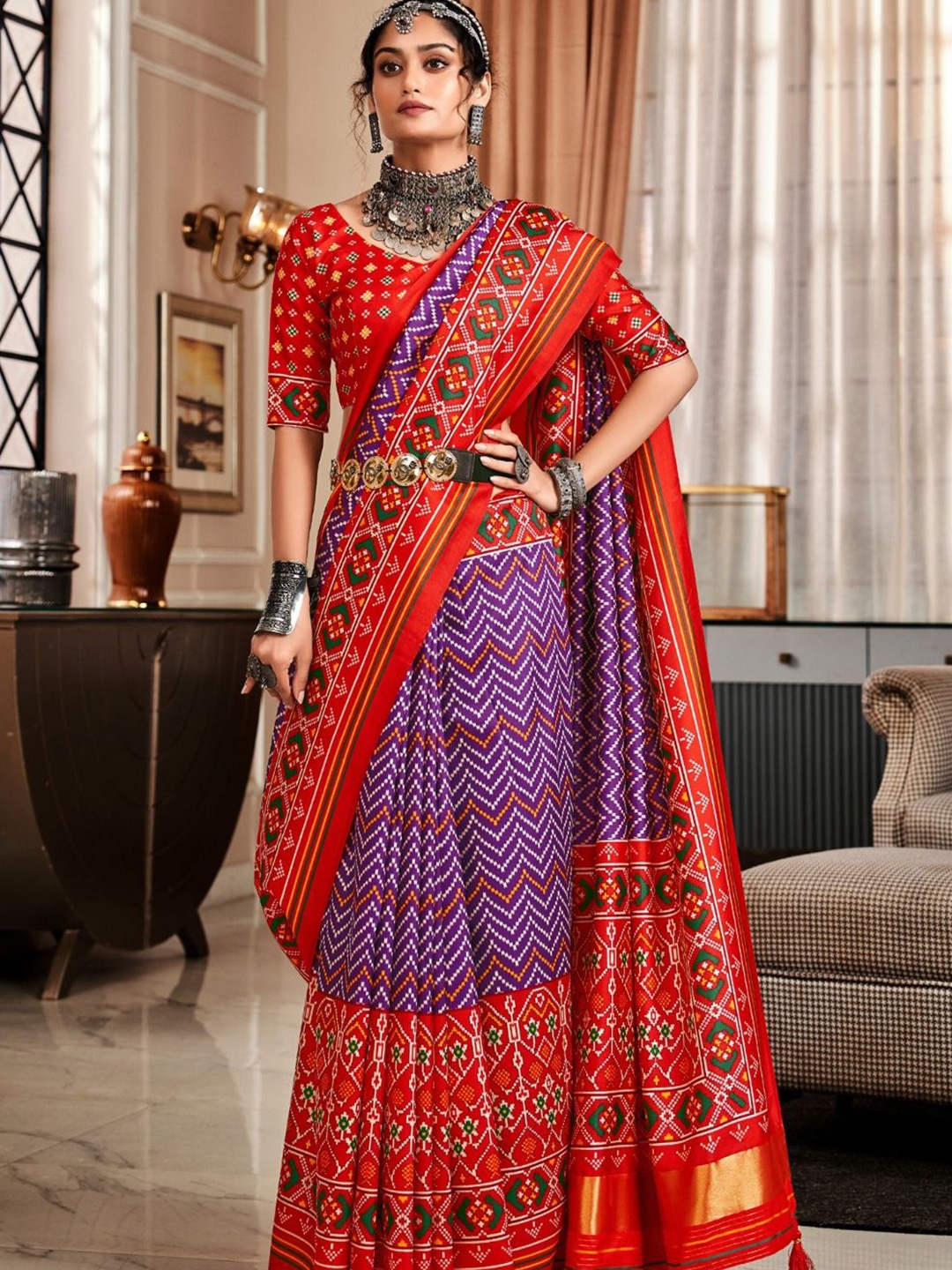 

DEVATITHI Pure Silk Tussar Saree, Purple