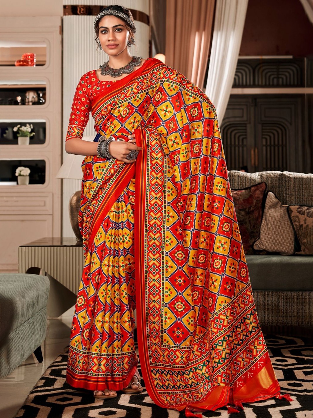 

DEVATITHI Pure Silk Tussar Saree, Red