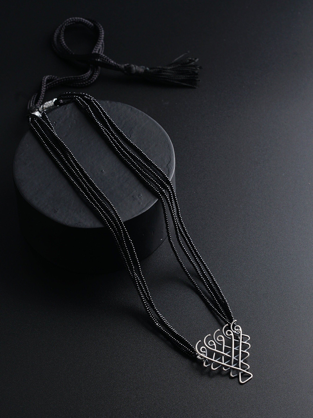 

House of Aadyaa Artificial Beads Mangalsutra, Silver