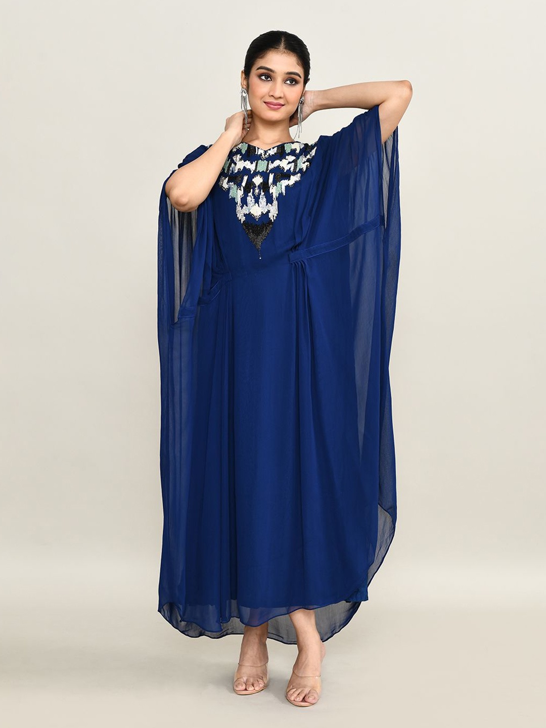 

The Maple Women Embellished Kaftan Dress, Blue