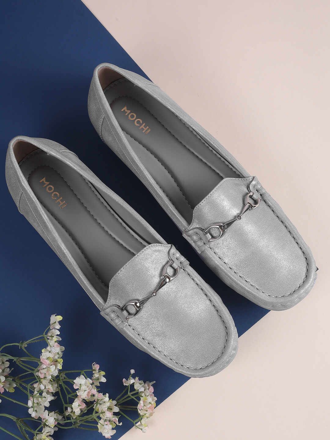 

Mochi Women Horsebit Loafers, Silver