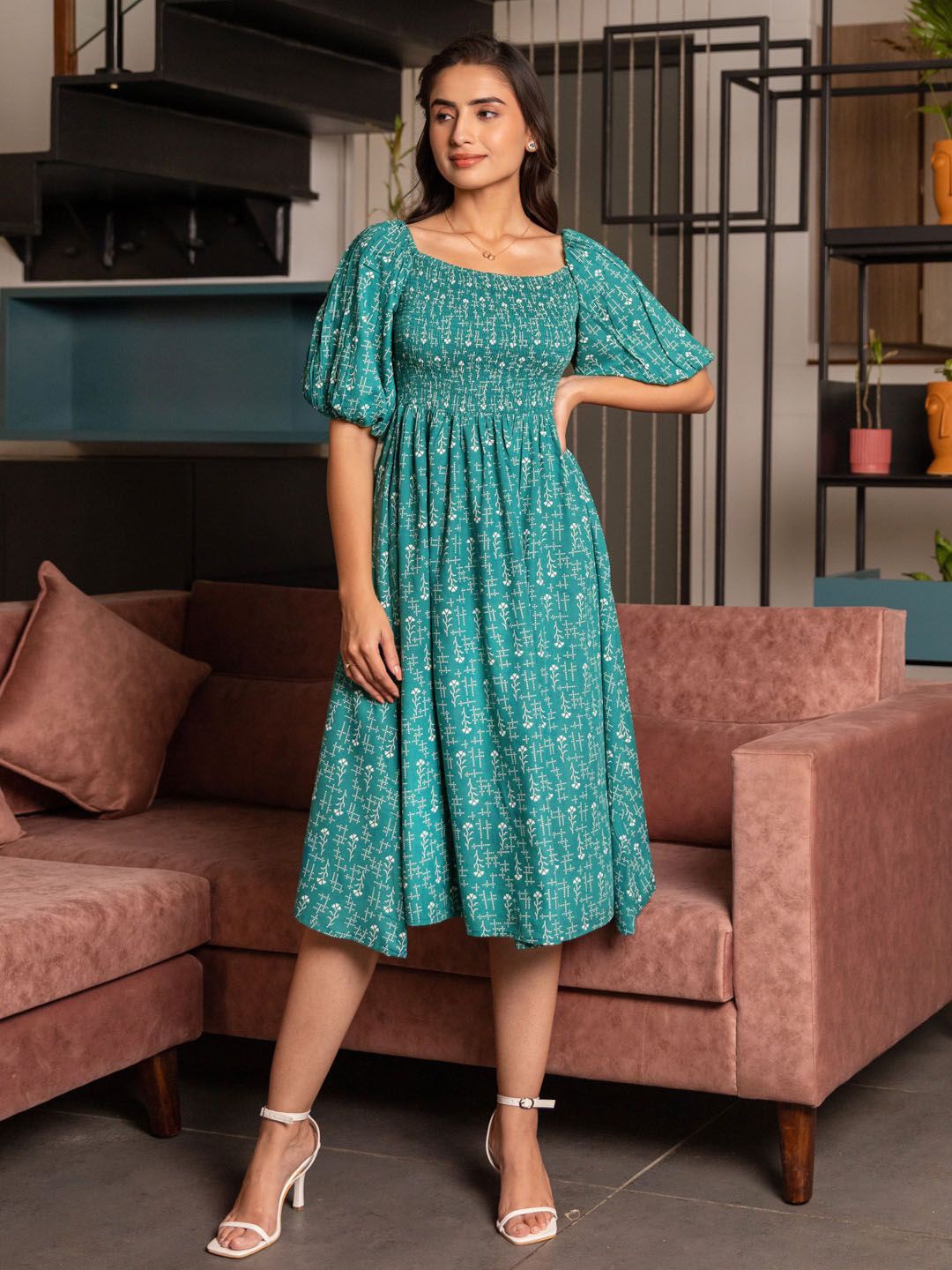 

STARWORD Women Fit & Flare Dress, Green