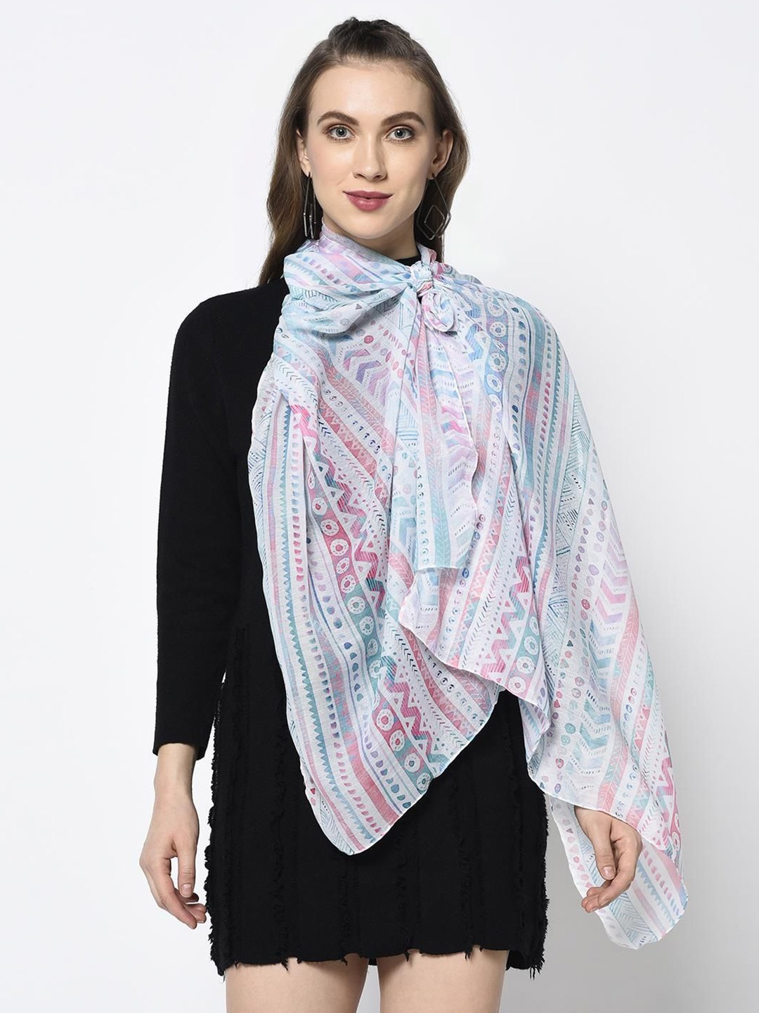 

J Style Women Ethnic Motifs Printed Stole, Blue