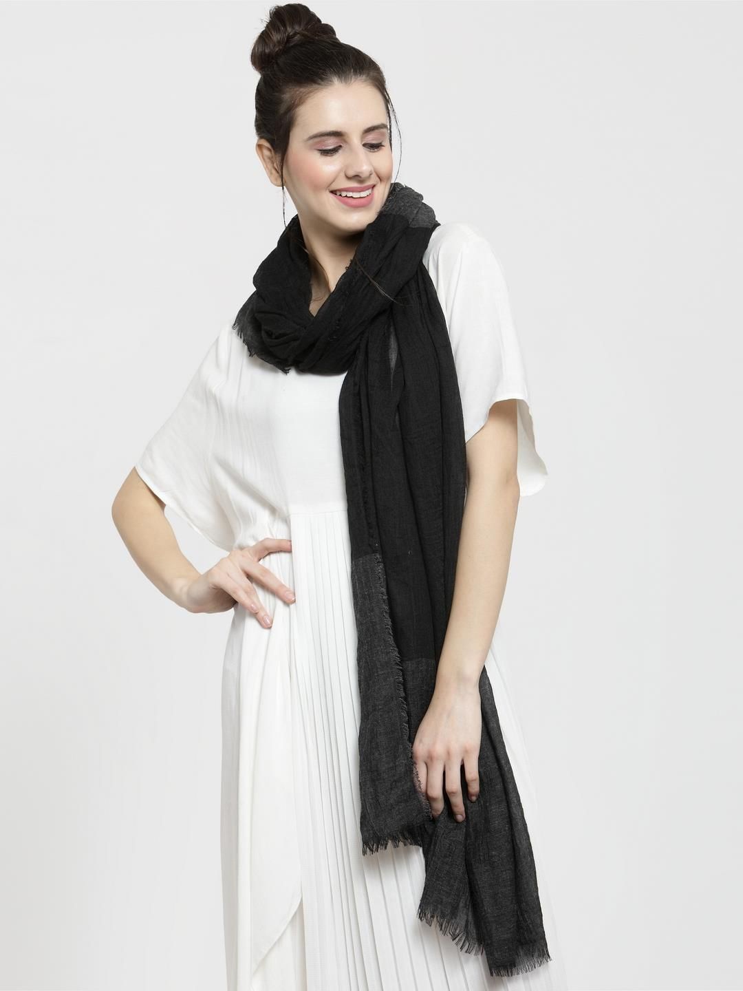 

J Style Women Solid Stole, Black