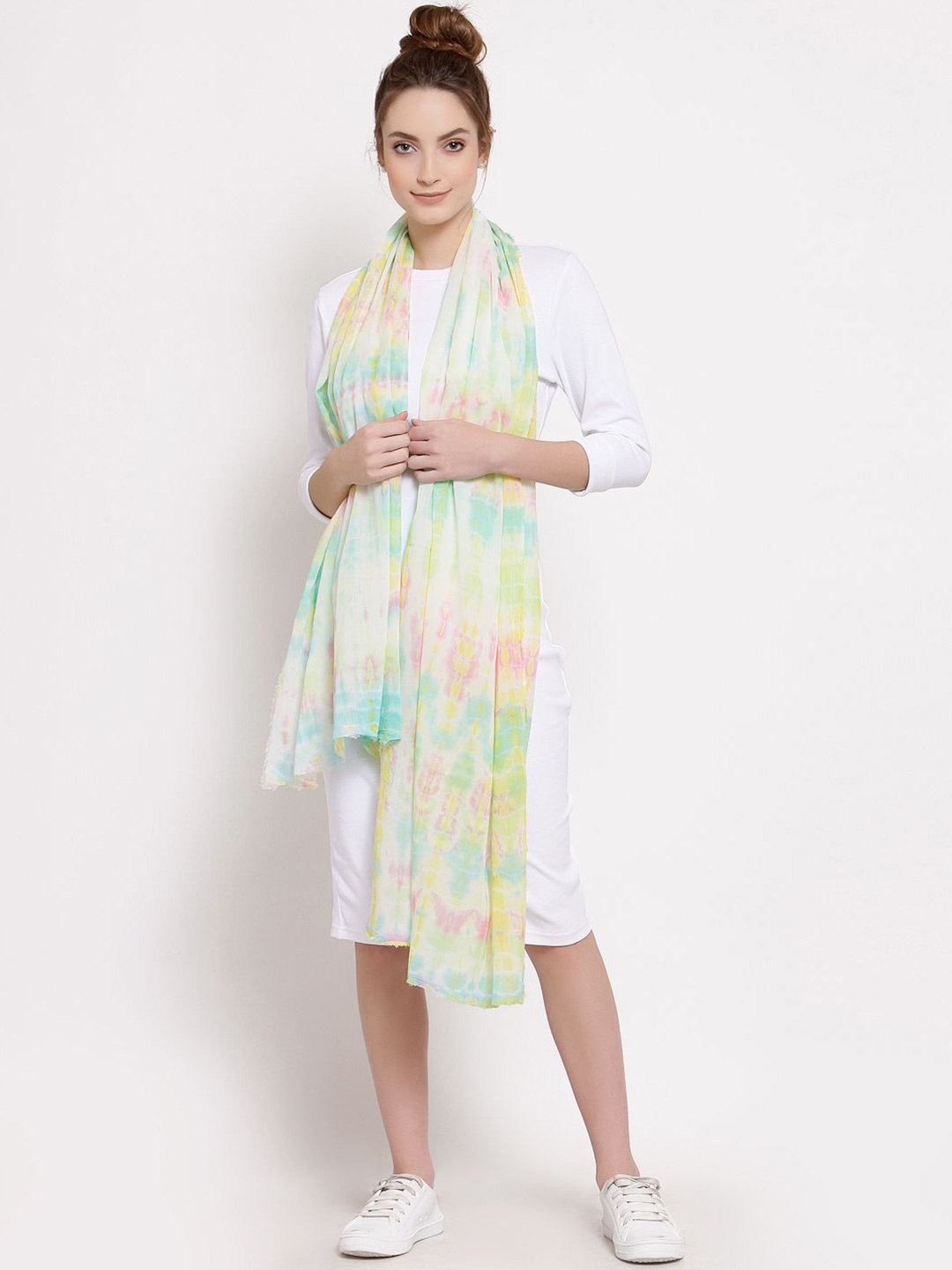 

J Style Women Abstract Printed Cotton Stole, Green