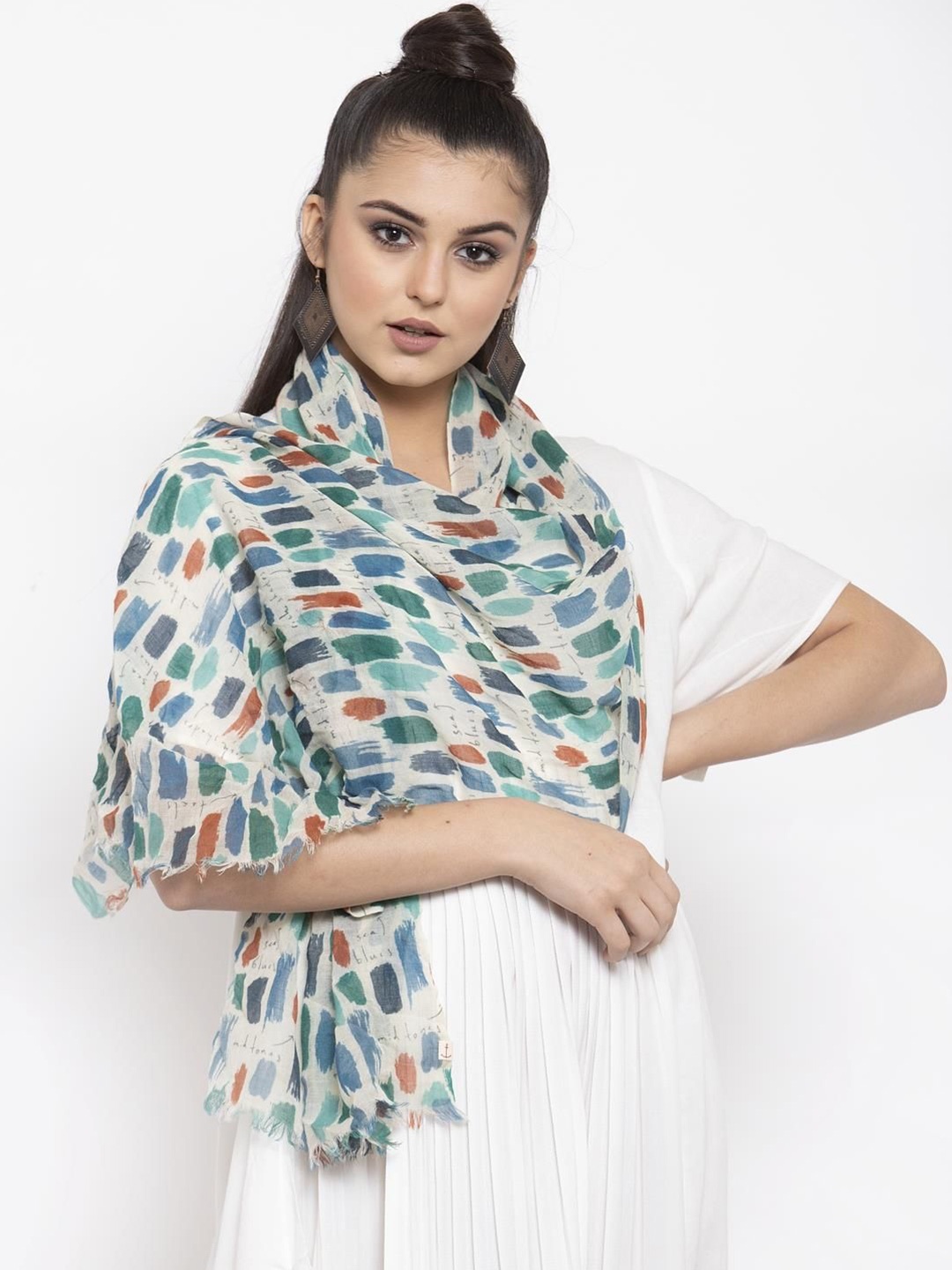 

J Style Women Ethnic Motifs Printed Stole, White