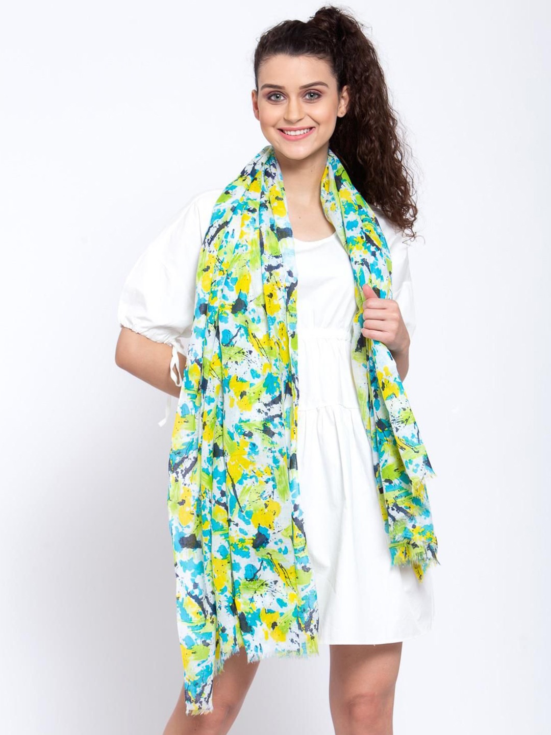 

J Style Women Printed Pure Cotton Stole, Green