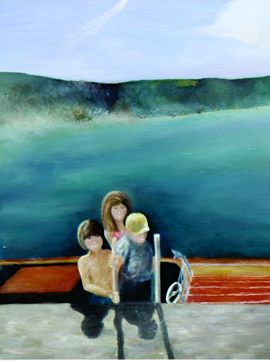 

Inephos Blue & Brown Canvas Beautiful Family Art Unframed Wall Painting