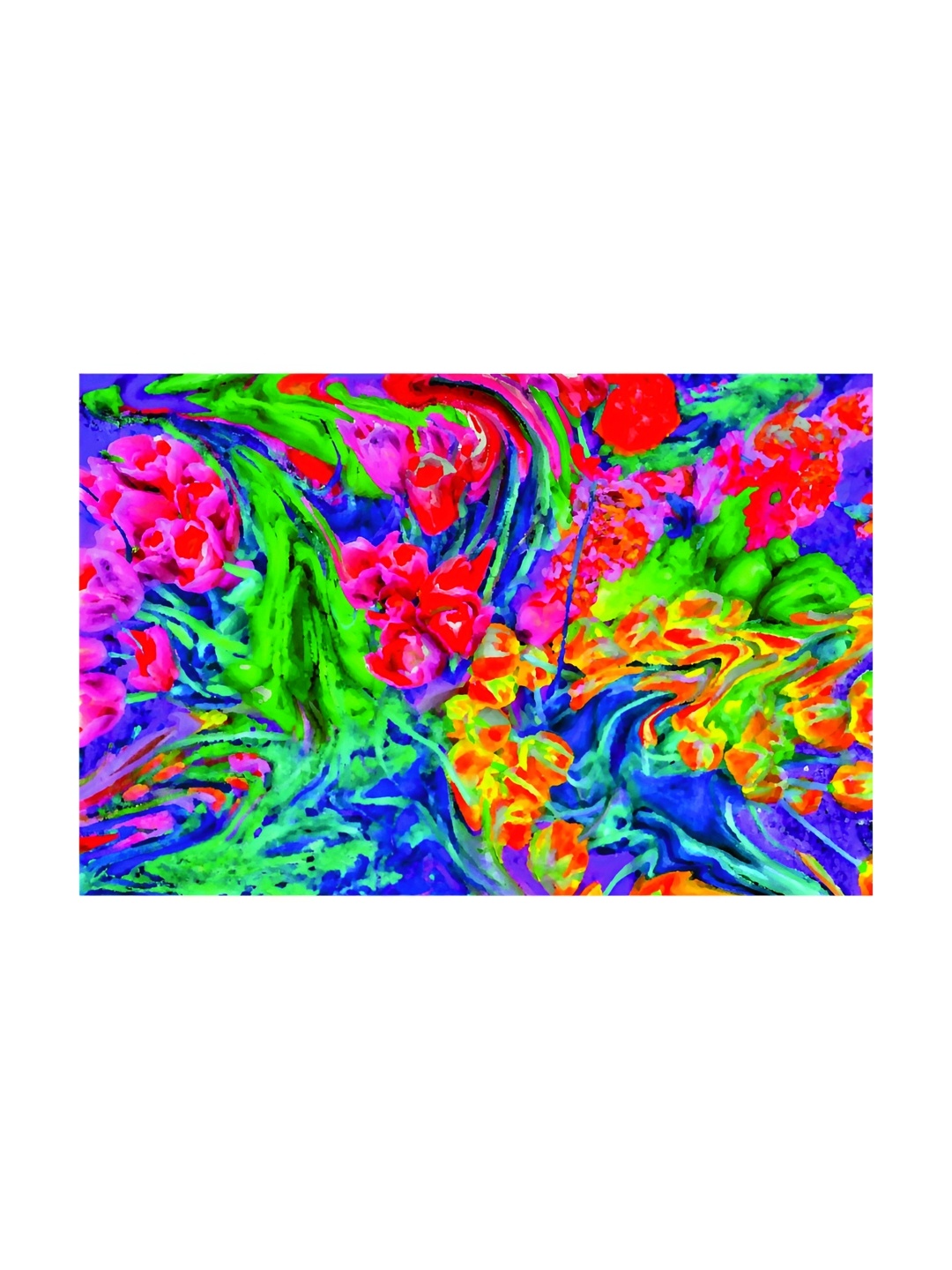 

Inephos Pink & Green Canvas Modern Floral Art Unframed Wall Painting
