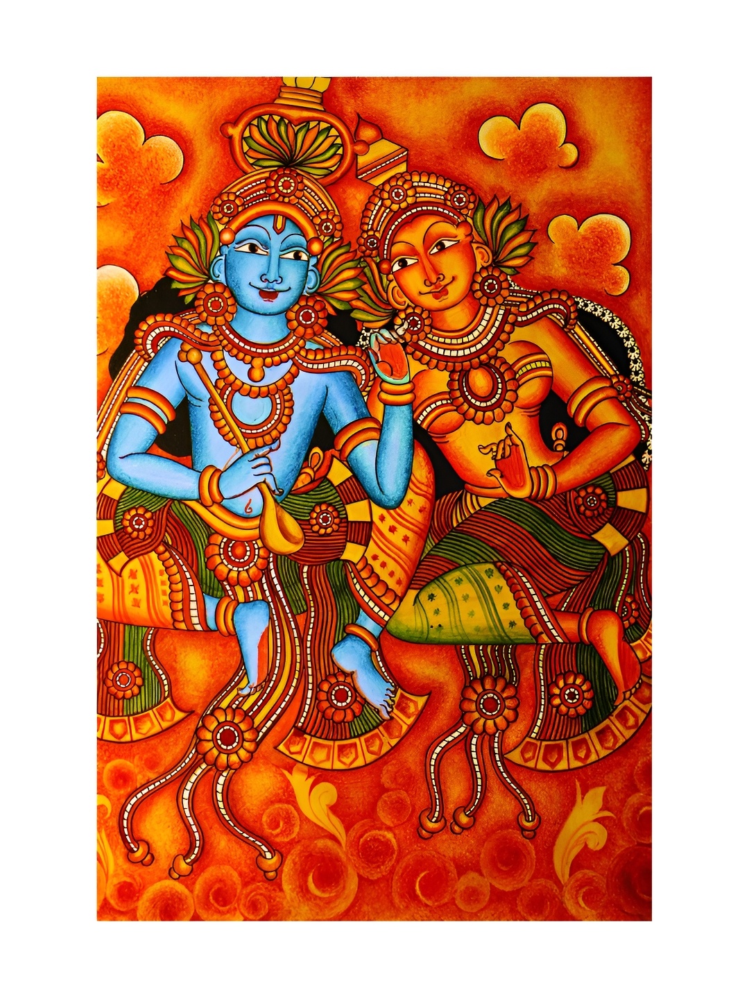 

Inephos Orange & Blue Canvas Religious Unframed Wall Painting