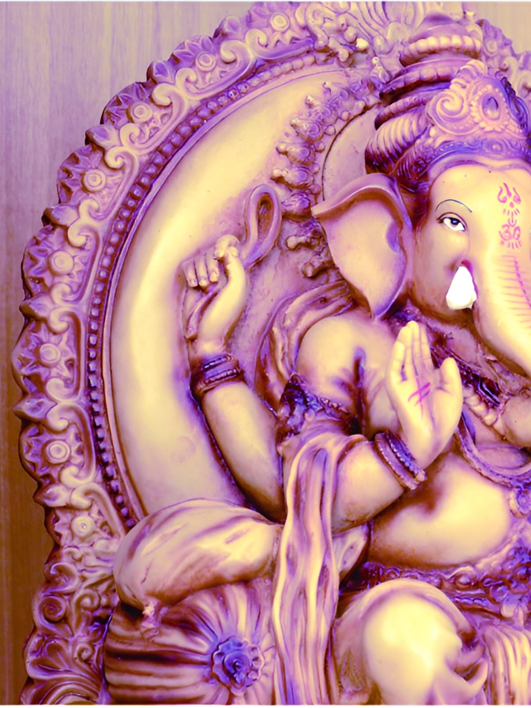

Inephos Purple and Beige Canvas Religious Beautiful Lord Ganesha Art Wall Painting