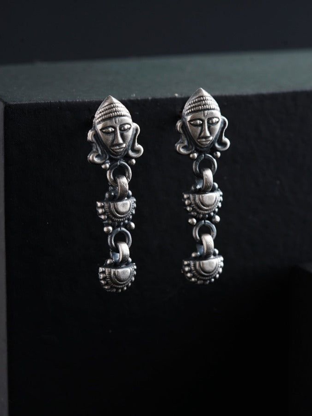 

House of Aadyaa Sterling Silver Classic Oxidised Drop Earrings