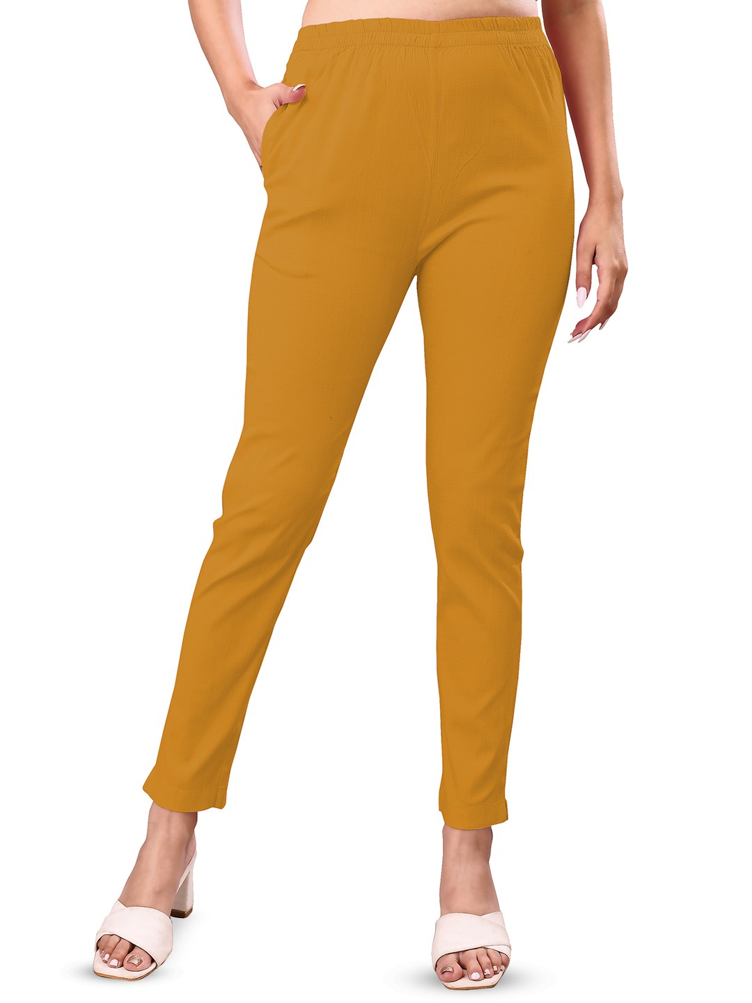 

NEXSUS Women Easy Wash Trousers With Pocket, Mustard