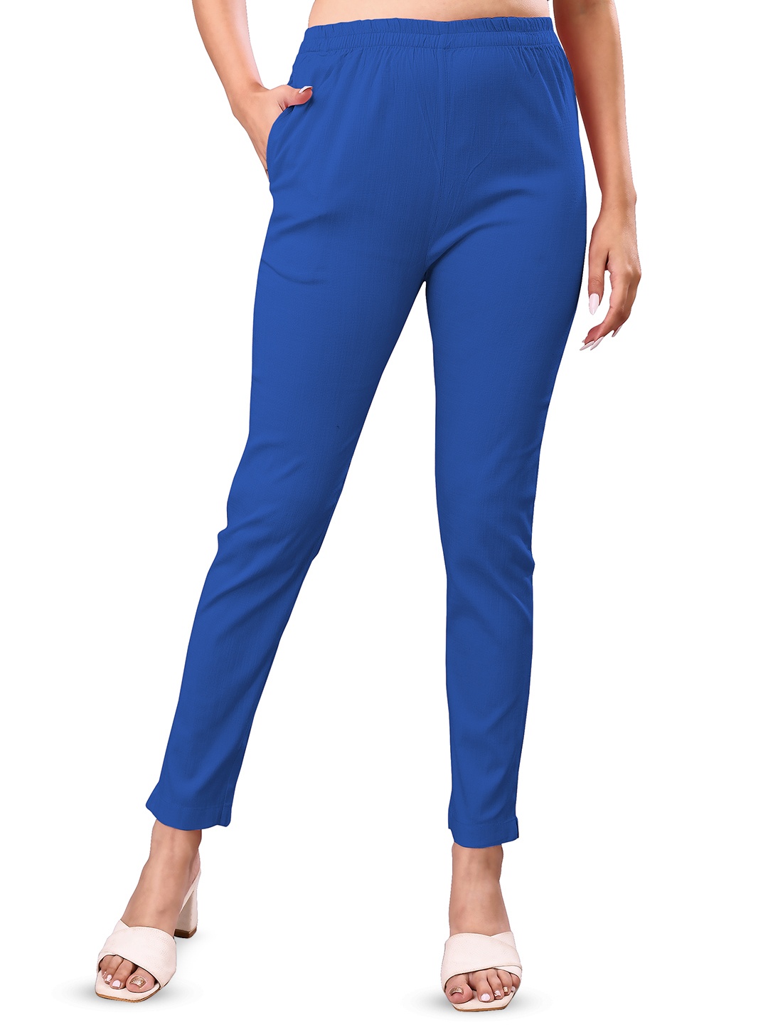 

NEXSUS Women Easy Wash Cigarette Trousers, Blue