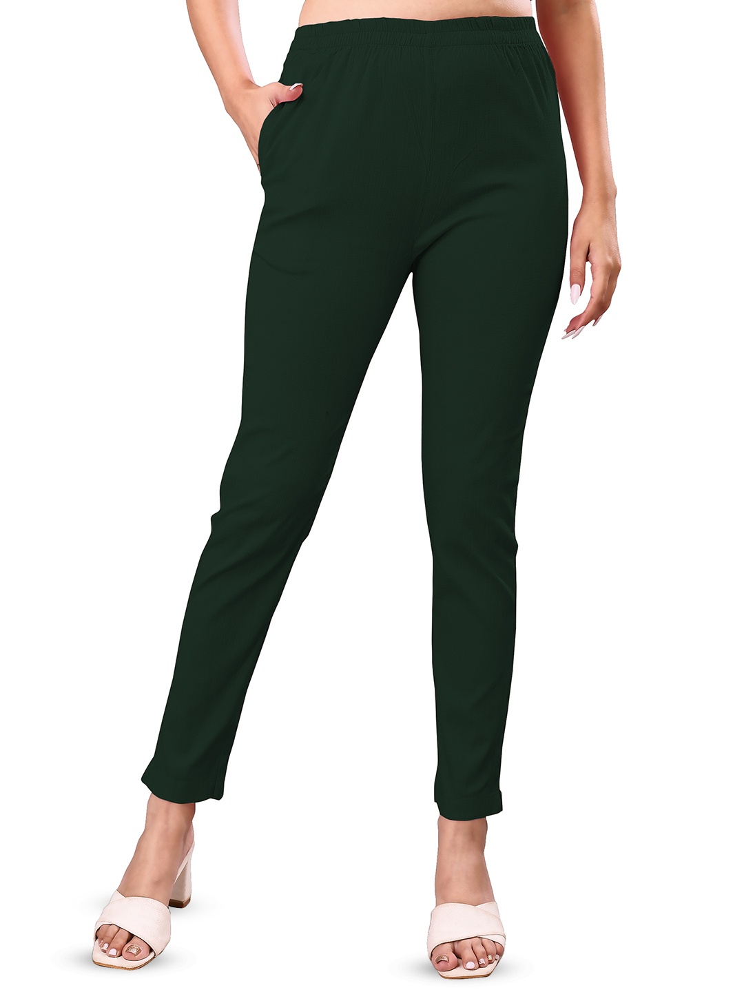 

NEXSUS Women Regular Fit Easy Wash Cotton Cigarette Trouser, Fluorescent green
