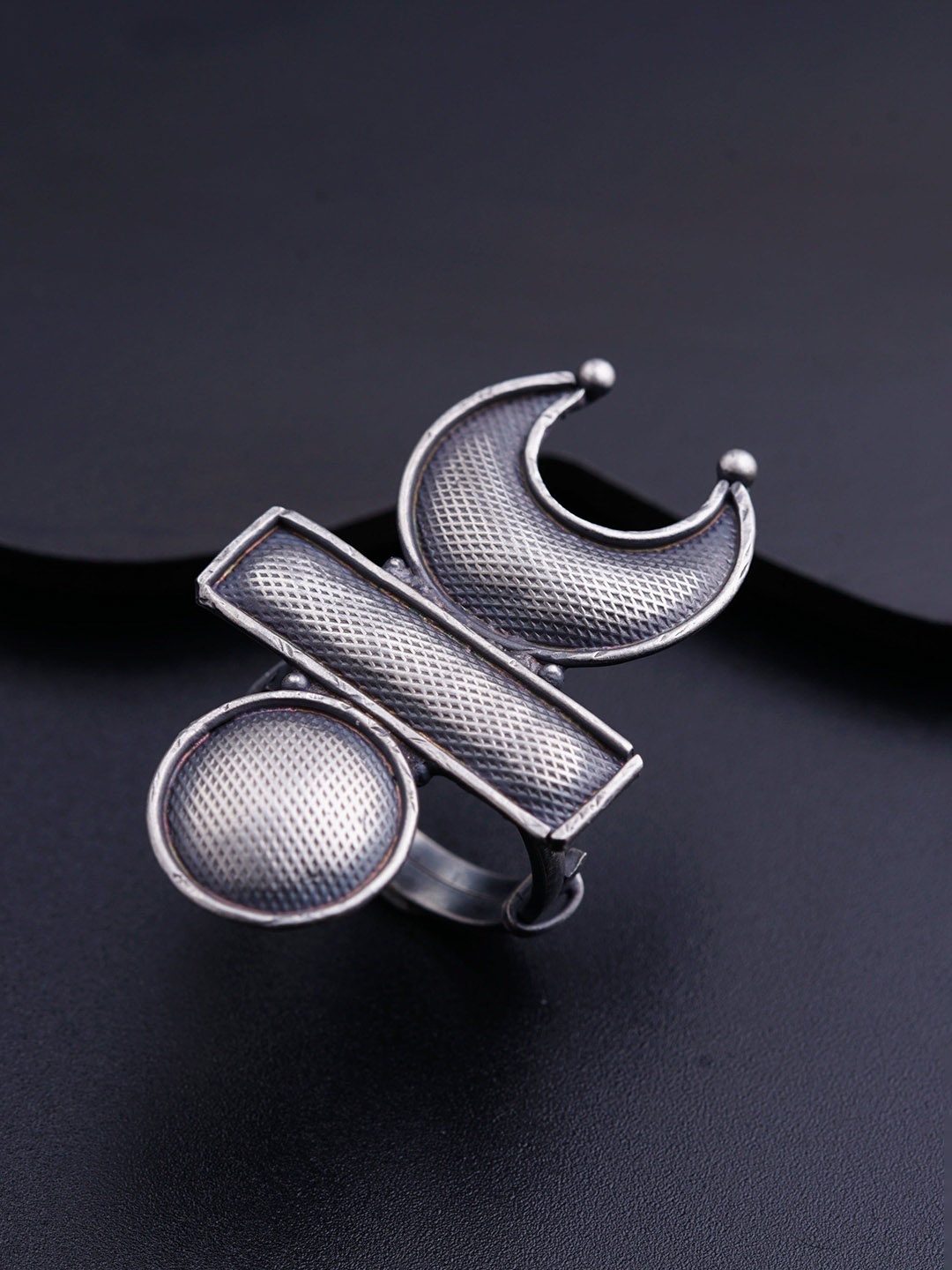 

House of Aadyaa Sterling Silver Oxidised Finger Ring