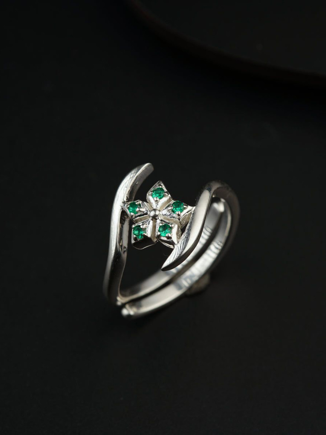 

House of Aadyaa 925 Sterling Silver Stone Studded Finger Ring
