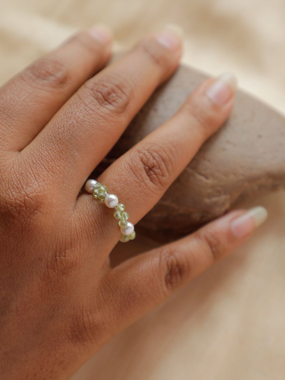 

House of Aadyaa 925 Sterling Silver Beaded Finger Ring