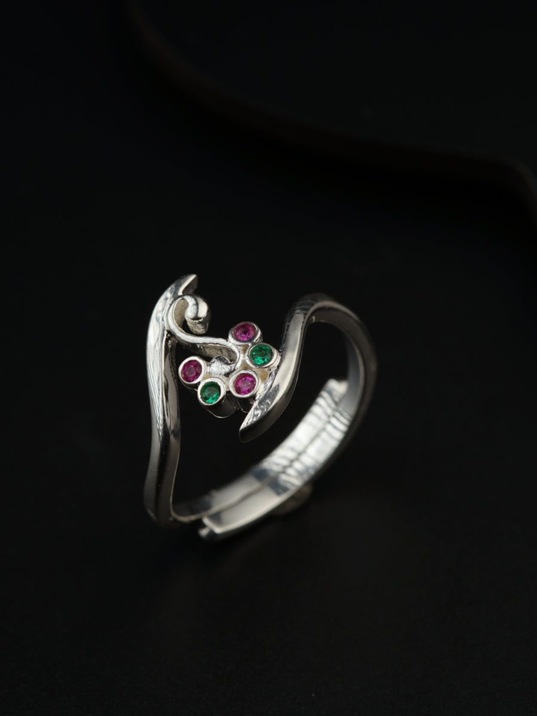 

House of Aadyaa 925 Pure Silver Stone Studded Finger Ring