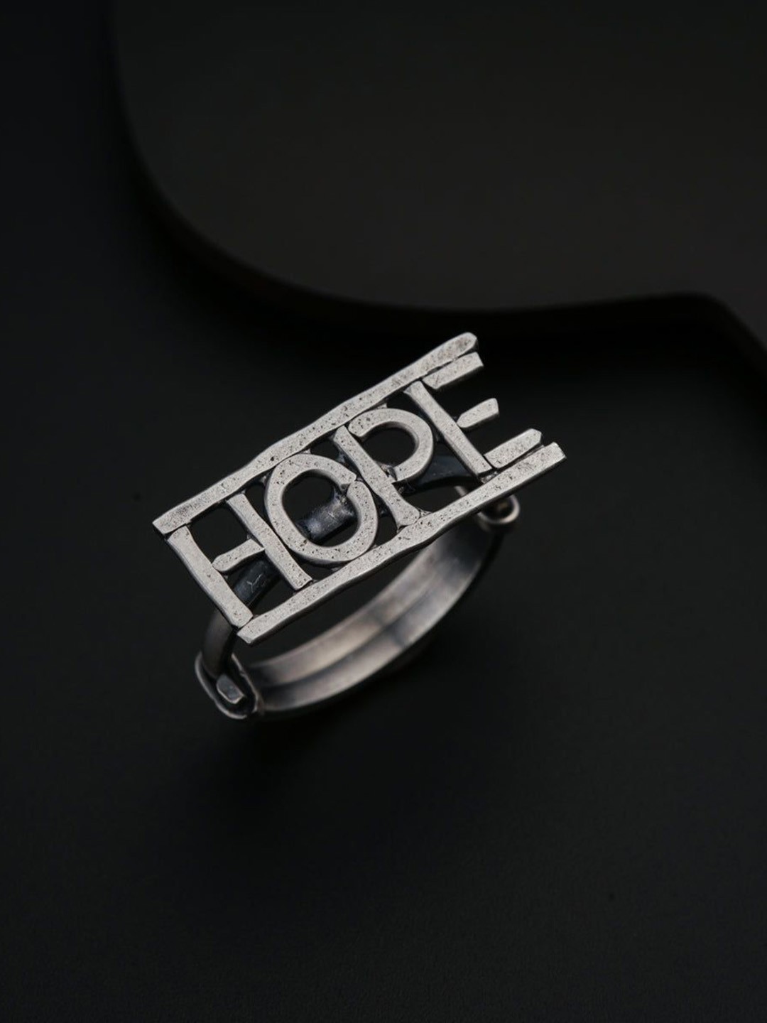 

House of Aadyaa 92.5 Sterling Silver Hope Akshar Finger Ring