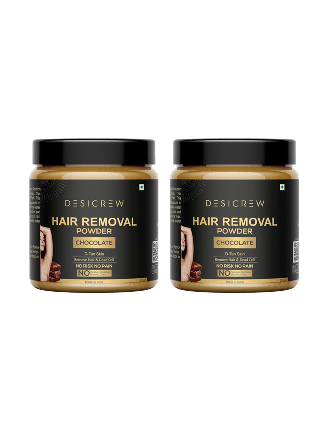 

Desi Crew Set Of 2 Chocolate Hair Removal Powder - 100 g Each, Metallic