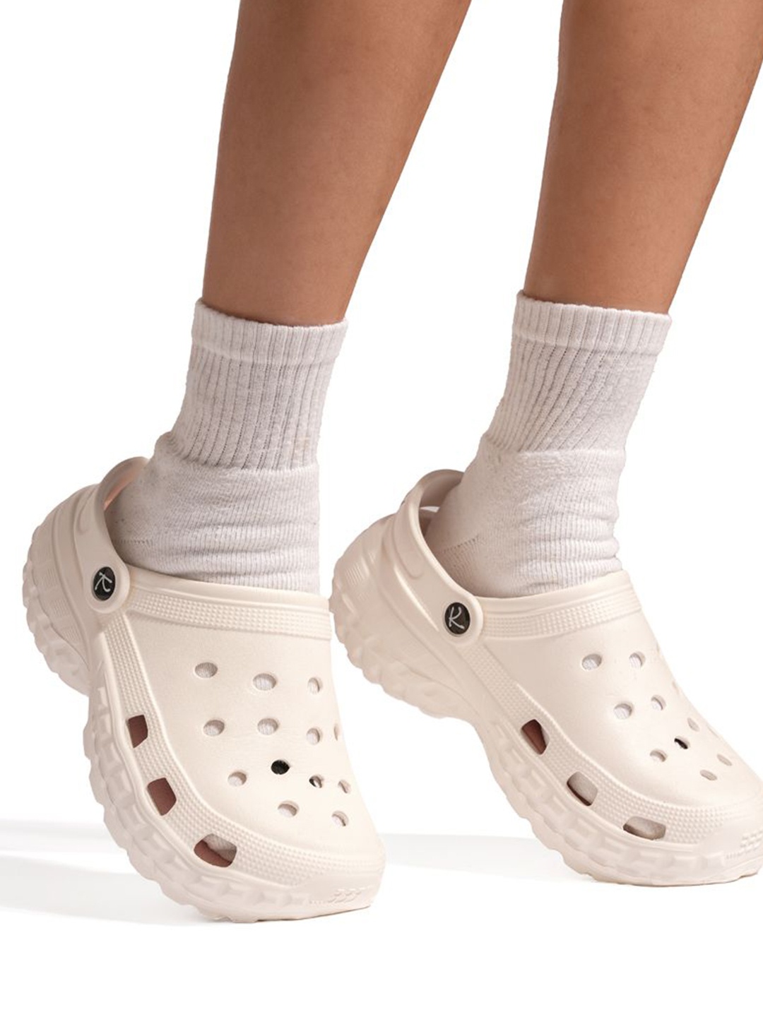 

Indifeet Women Pink Waterproof Platform Rubber Clogs, White