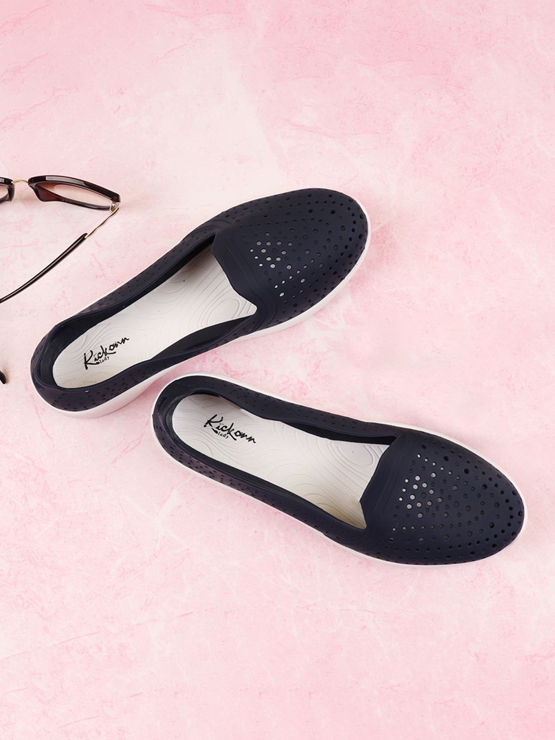 

Indifeet Women Slip-On Blue Rubber Ballerina Flat Shoes