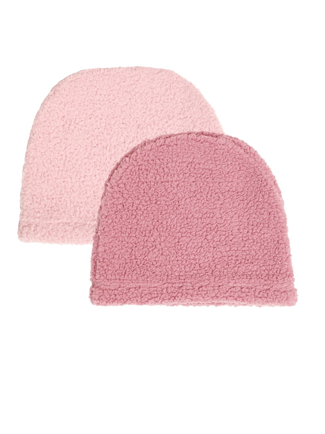 

KLOTTHE Women Pack Of 2 Self Design Winter Woolen Beanie Caps, Pink