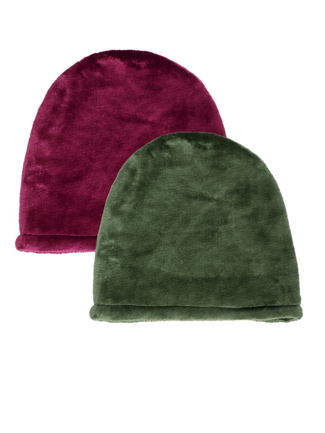 

KLOTTHE Women Pack Of 2 Winter Woolen Beanie Caps, Green