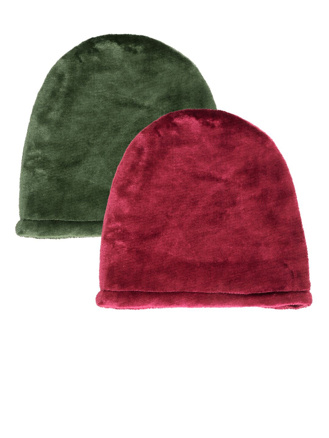 

KLOTTHE Women Pack Of 2 Winter Woolen Beanie Caps, Maroon