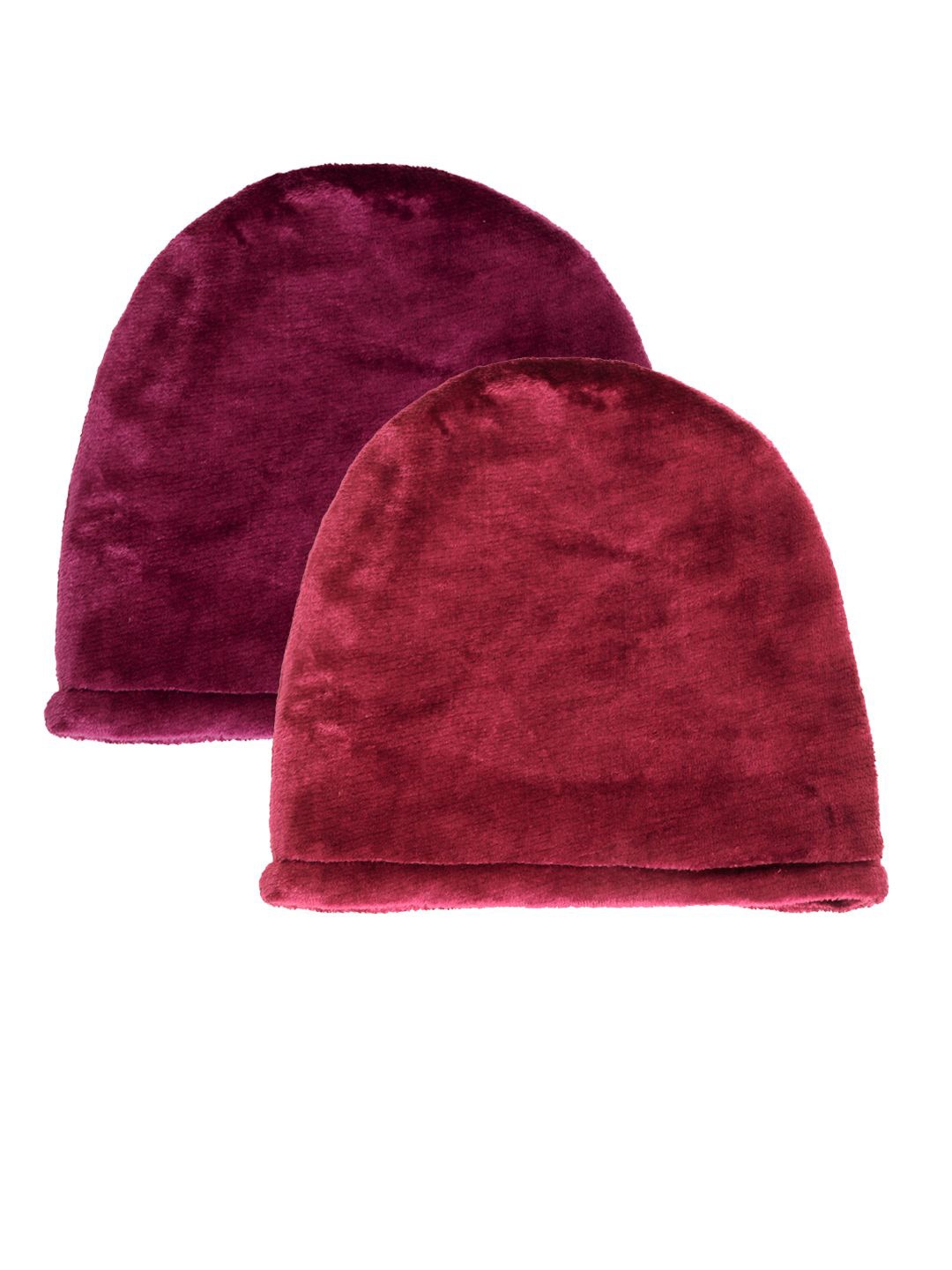 

KLOTTHE Women Pack Of 2 Winter Woolen Beanie Caps, Maroon