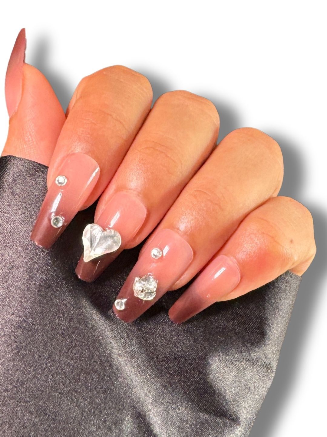 

Huda Girl Set Of 12 Press On Artificial Nails With Kit - Nude & Brown N7