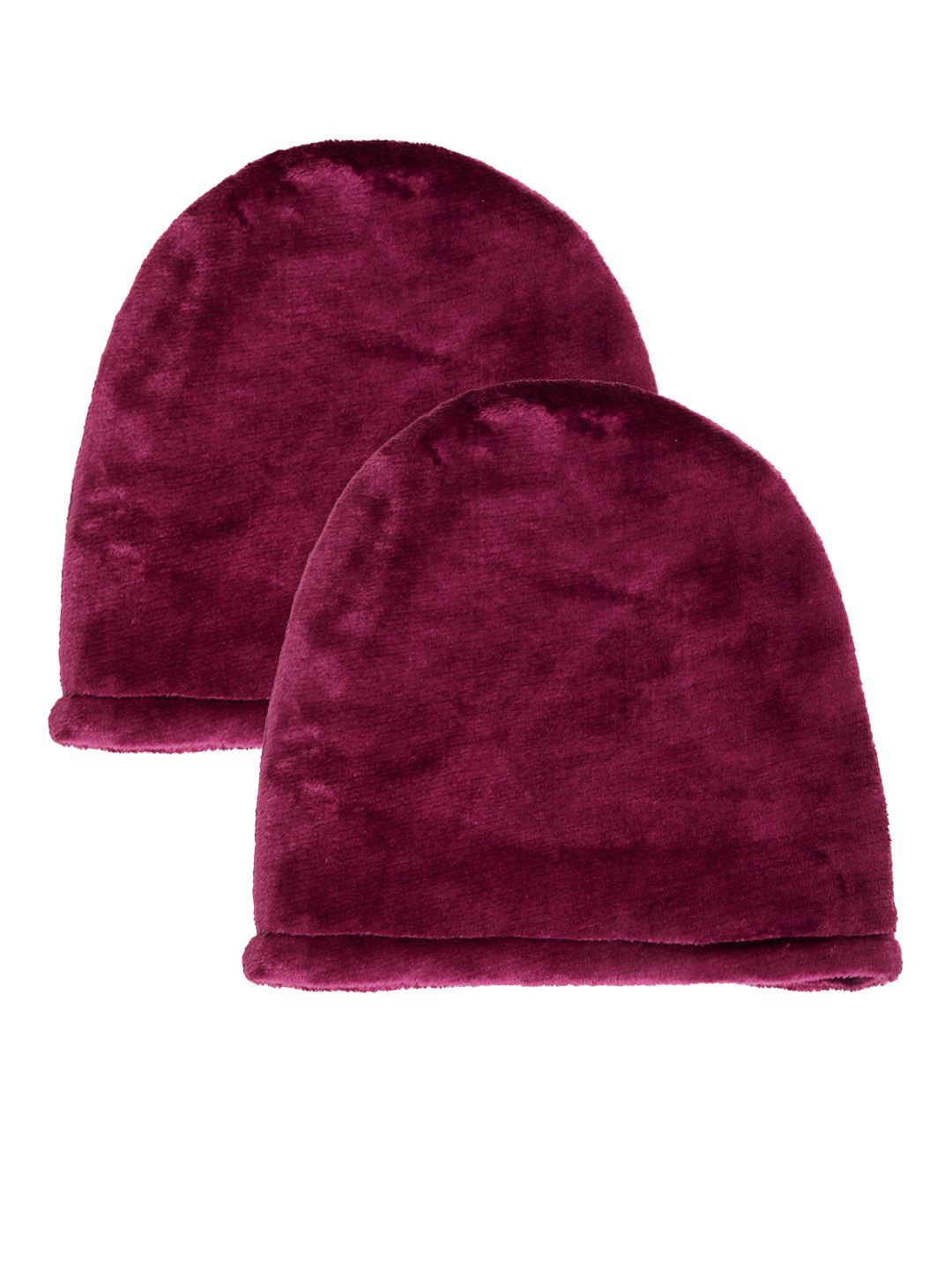 

KLOTTHE Women Pack Of 2 Woolen Beanie Cap, Maroon