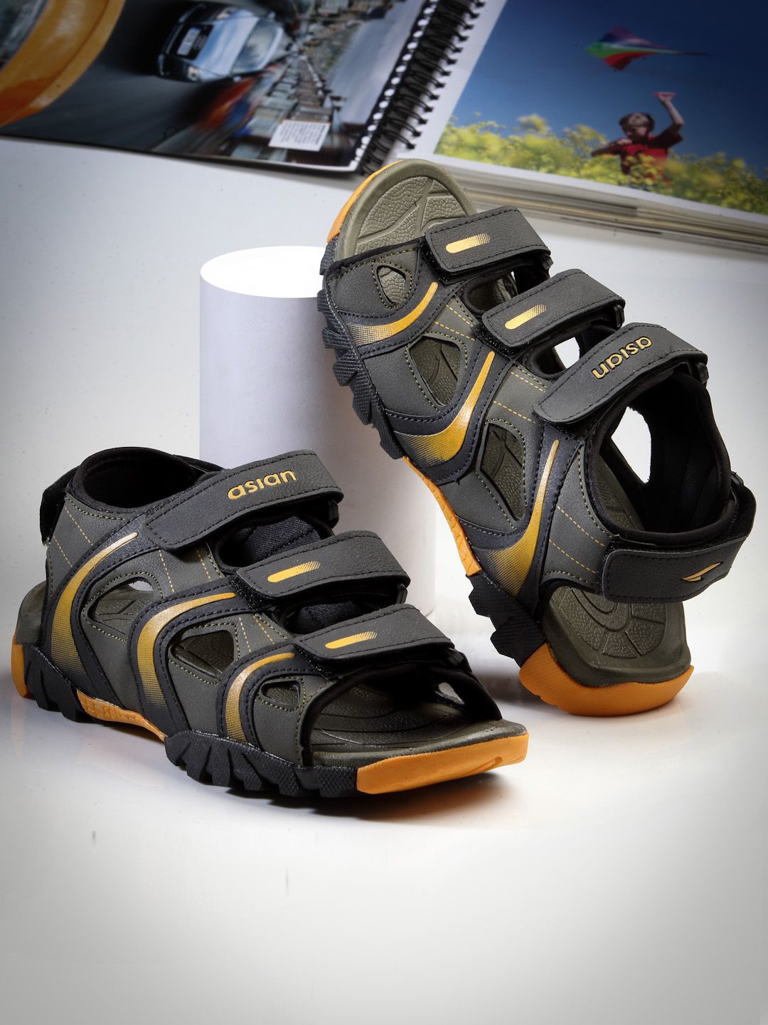 

ASIAN Men VISTARA-20 Sports Sandals, Black