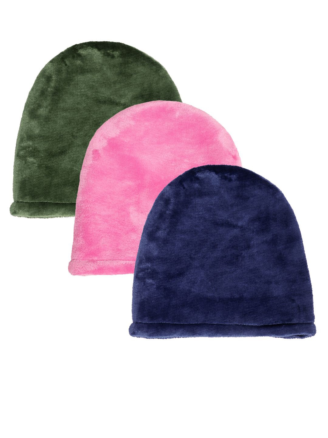 

KLOTTHE Women Pack Of 3 Woolen Beanie Cap, Blue