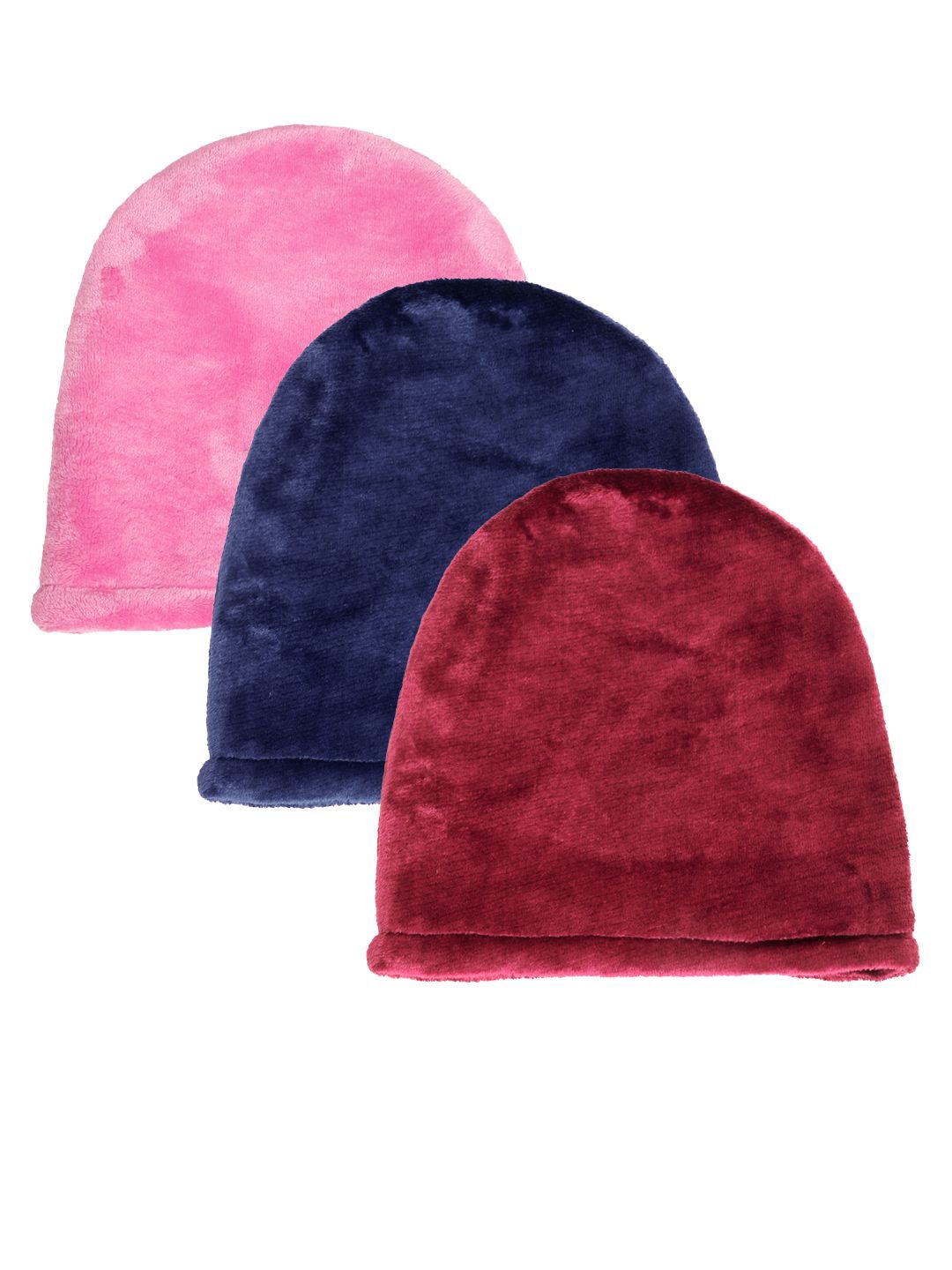 

KLOTTHE Women Pack Of 3 Woolen Beanie Cap, Blue