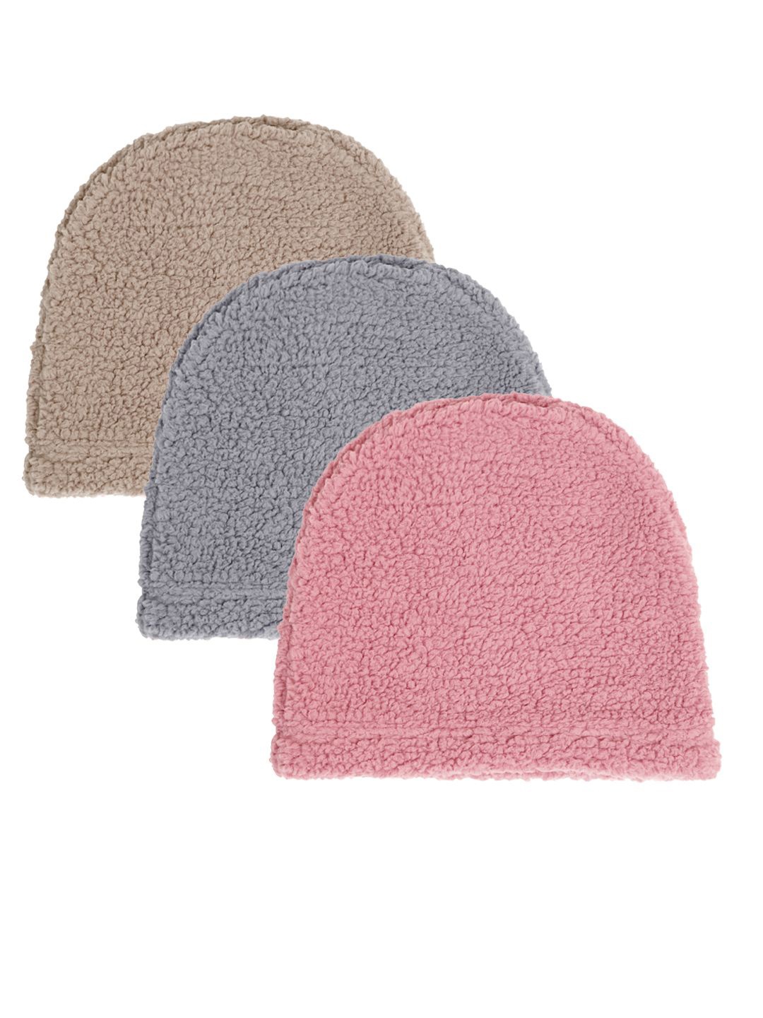 

KLOTTHE Women Pack Of 3 Woolen Beanie Cap, Beige