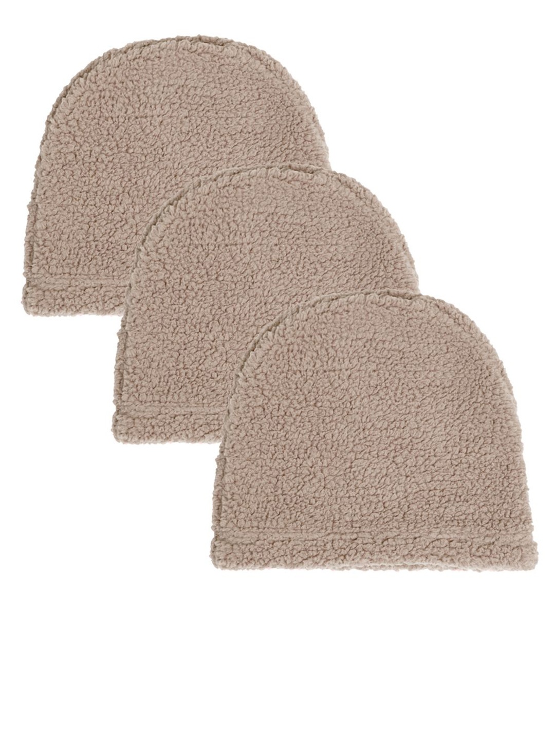 

KLOTTHE Women Pack Of 3 Self Design Winter Woolen Beanie Caps, Beige