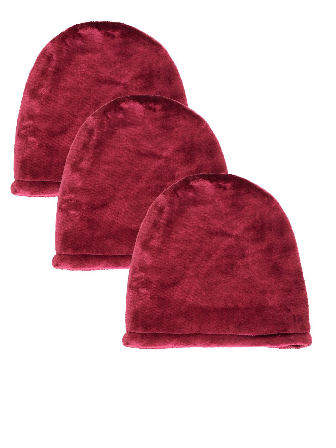 

KLOTTHE Women Pack Of 3 Woolen Beanie Cap, Red