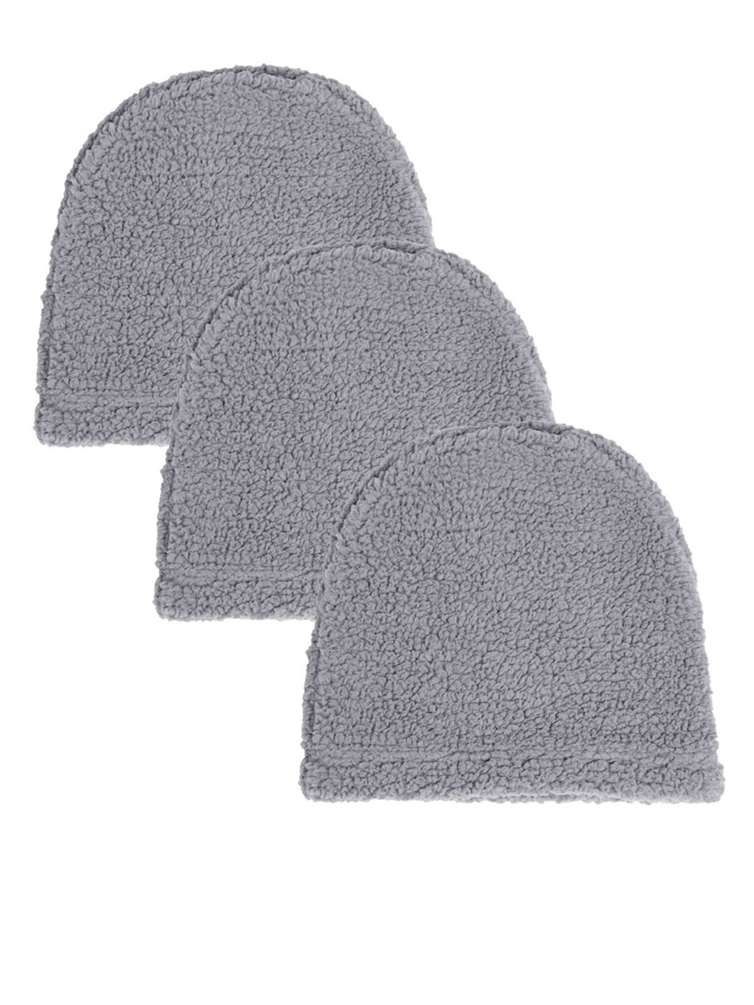 

KLOTTHE Men Pack Of 3 Self Design Woolen Beanie Cap, Grey