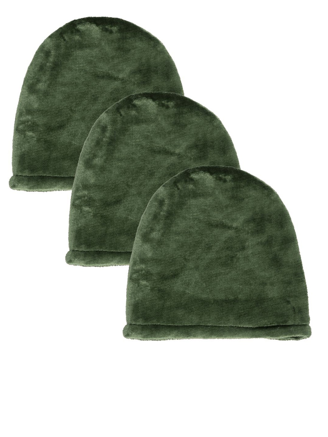 

KLOTTHE Women Pack Of 3 Winter Woolen Beanie Caps, Green