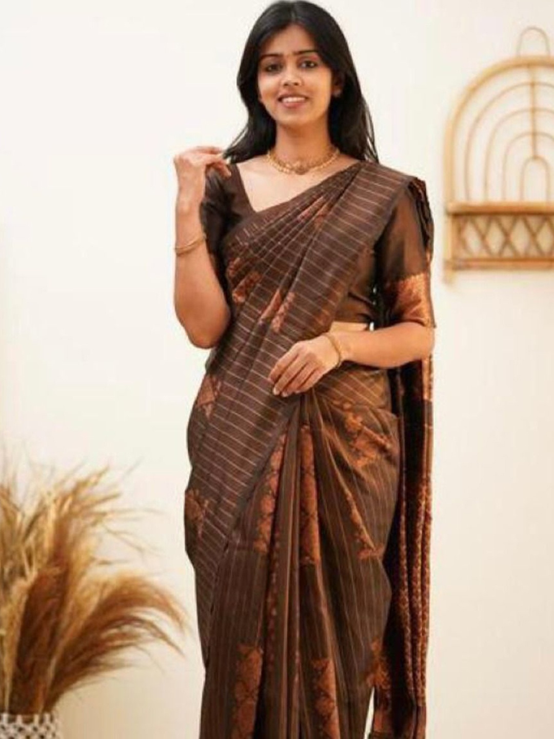 

Anouk Woven Design Zari Saree, Brown